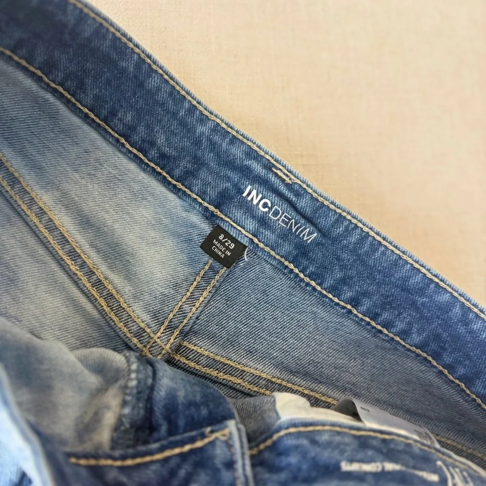 INC‎ International Concepts Two Tone Distressed Denim Shorts Blue Women 8/29